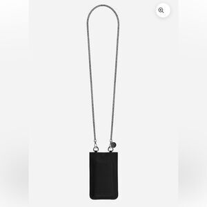 LaCoque Française universal phone bag in black grained leather. NWT.